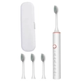 White sonic electric toothbrush set with travel case and three replacement brush heads - 101 White (4 Heads + Case)