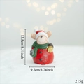 Red Christmas reindeer ceramic figurine with green scarf and santa hat 13.5cm ornament - Reindeer (Resin)