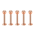 5er-Set roségoldene Labret-Stecker aus Edelstahl für Lippen- und Ohrpiercings - Roségold Kugel