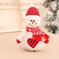 Christmas snowman gift bag with red polka dot hat and scarf for holiday party favors - White Outfit Knitted Snowman