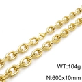 10mm breite klobige goldene Edelstahl O-Kette Halskette 60cm Länge mit Karabinerverschluss - Goldhalskette (600x10mm)