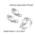 Blumenförmiger 18K vergoldeter Karabinerverschluss für Schmuckherstellung, 1.5x0.9cm - Buchstaben Pflaumenblüten-Verschluss