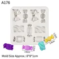 White silicone bow and candy shape mold for DIY chocolate and cake decoration 8x8x1cm - Style 2 (8*1cm) / Gray