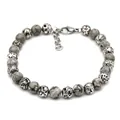 Pulsera de cuentas para hombre con piedra de mapa y cuentas de plata con cierre de langosta - Pulsera de Piedra de Mapa (B073)