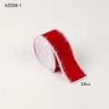 Red velvet Christmas ribbon with white fuzzy edges, 3.6cm wide for gift wrapping - 3.6CM Red Velvet Ribbon With White Fur Edge / 2M/Roll
