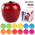 Rotes Apfel-Lernspielzeug mit zwölf farbigen digitalen Puzzleteilen zum Zuordnen - 12Stk Zahlen Und Englisch Matching