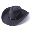 Détail du chapeau de cowboy en feutre gris foncé avec des rivets métalliques argentés - M (56-58cm) / Gris clair