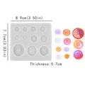 Silicone button mold for resin DIY with varied sizes and colorful finished samples - Round Button Pendant
