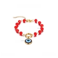 Vista detallada de la pulsera de cristal rojo del ojo del mal con dimensiones y el peso - Estilo Dorado (KB183005-TJG)