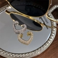 Sparkling pave heart ear cuffs in gold and silver finish with zircon micro-inlay - EH0286/Gold Micro-Pave Heart Ear Cuff