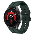 Dark green silicone strap for Galaxy Watch 5/6/4 with charcoal grey metal case - watch5/5Pro / Official Green