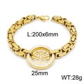 Bracciale a catena bizantina oro con ciondolo Albero della Vita e dimensioni - Bracciale Oro Albero della Vita Traforato (KB151909-Z) / Oro