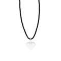 Collier minimaliste en argent S925 avec pendentif coeur et cordon noir réglable de luxe - Argent 925 / Argenté