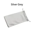 Silver gray drawstring microfiber pouch for glasses with a soft flocking texture - Gray Glasses Bag