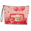 Pochette trucchi rosa con stampa cucciolo su camion e zip nera - Stile Cucciolo Camion (xy-063-2) / Con Cinturino