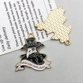 Gothic plague doctor enamel pendant with black mask and gold finish on vintage background - Plague Doctor (24*26mm)
