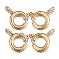 Four golden stainless steel spring ring clasps for DIY jewelry making on white background - 5mm / Gold