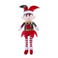 Weihnachtselfenpuppe mit rot-grünem Karohemd und gestreiften langen Beinen zur Deko - Damenstil
