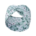 Fascia elastica a nodo turchese chiaro con eleganti stampe di fiori bianchi - FD080 Piccoli Fiori 1#