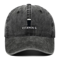 Vintage washed charcoal cotton baseball cap with Vitamin G beer embroidery detail - Black