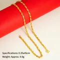 0.35x45cm gold-plated twist rope chain necklace with classic S-hook clasp and 9.9g weight - Double-sided Rope Chain