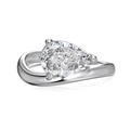 Elegant S925 sterling silver ring with pear cut zircon stone in a wavy band design - Silver-Curve Pear