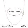 Pink beaded stainless steel jewelry set featuring a 450mm necklace and 200mm bracelet - Bracelet / Pink