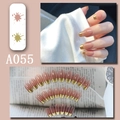 Unghie finte French rosa nude con bordi oro metallizzato e sottili strisce bianche - A055 Bordo Dorato Jelly (A055)