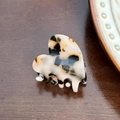 Mini-Haarklammer in Herzform aus Acetat mit klassischem Schildpatt-Muster-Design - Beige Schildpatt-3.4cm