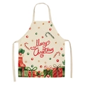Waterproof Merry Christmas apron with Santa and elk patterns on cream fabric - Merry Christmas Gift (WQ02-19)