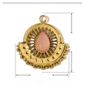 Macro detail of a 16mm gold stainless steel pendant with drop-shaped pink natural stone - Fan Shape Pink Natural Stone (YE118)