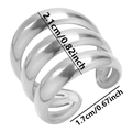 Detailed size measurement of 304 stainless steel layered ring with 2.1cm height - Three-layer Multi-circle Open Style / Silver