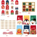 Weihnachtsgeschenktüten Set mit Papieranhängern Holzklammern und Baumwollschnur Verpackung - 620 Set + 586 Anhänger + Rot-weißes Seil (24 Sets/Pack)