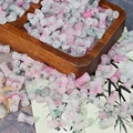 Bamboo shaped glass bead with pink and green ink wash effect for DIY jewelry making - Pink Deco/Cherry Blossom Smudge