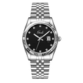 Orologio donna Gedi minimalista in acciaio argento con quadrante nero e pietre - Cassa Argento Quadrante Nero