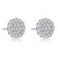 Sparkling silver round cluster stud earrings with cubic zirconia for high-end fashion - Round Zirconia Studs / Silver
