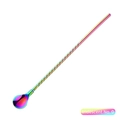 Iridescent 304 stainless steel straw spoon with spiral handle in rainbow finish - Spiral Long - Rainbow