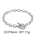 Silver stainless steel OT buckle chain bracelet, 210x6mm minimalist jewelry for women - Steel Color Bracelet (KB62309-Z) / 6mm/21cm
