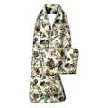 Bavoir imperméable pour adultes avec motif floral en soie beige et marron élégant - Floral Rétro Beige