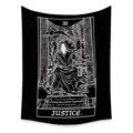 Macro detail of Justice Tarot tapestry featuring gothic skull and grim reaper motifs - 73X95CM / Justice