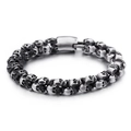 Dettaglio del bracciale a catena con teschi vintage e chiusura a innesto cilindrico - 18.5cm / Nero Opaco (KB101005-BD)
