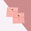 Pink microfiber jewelry pouch with gold snap button closure for rings and necklaces - Snap Button Style / 8*8cm / Light Pink