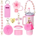 Set de accesorios rosa para taza Stanley con cordón de margarita y funda de labial - Juego de 8 Piezas 10-Funda Labial Rosa