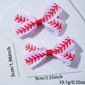 Baseball-stijl grosgrain haarstrikken voor meisjes, 9 cm met rode stiksels design - 05# Wit met rode Honkbalstiksels