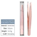 Rose gold stainless steel eyebrow tweezers with fish-scale texture and storage tube - Rose Gold - With Storage Tube