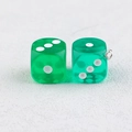 Transparent green acrylic dice pendants with white dots for DIY keychain jewelry making - Dark Green