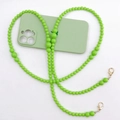 Vibrant bright green beaded crossbody strap with golden clasps for phone case - Bright Green Acrylic Beads