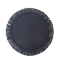 Sottopiatto rotondo blu scuro in carta intrecciata con frange per decorare la tavola - Nero