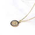 Golden Tree of Life necklace with black enamel inlay and delicate chain jewelry set - Necklace Only / Gold-Black