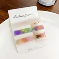 Three-piece acetate hair clip set in matte white and marble patterns on a card - Style F / 3pcs